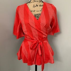 Loft red wrap top